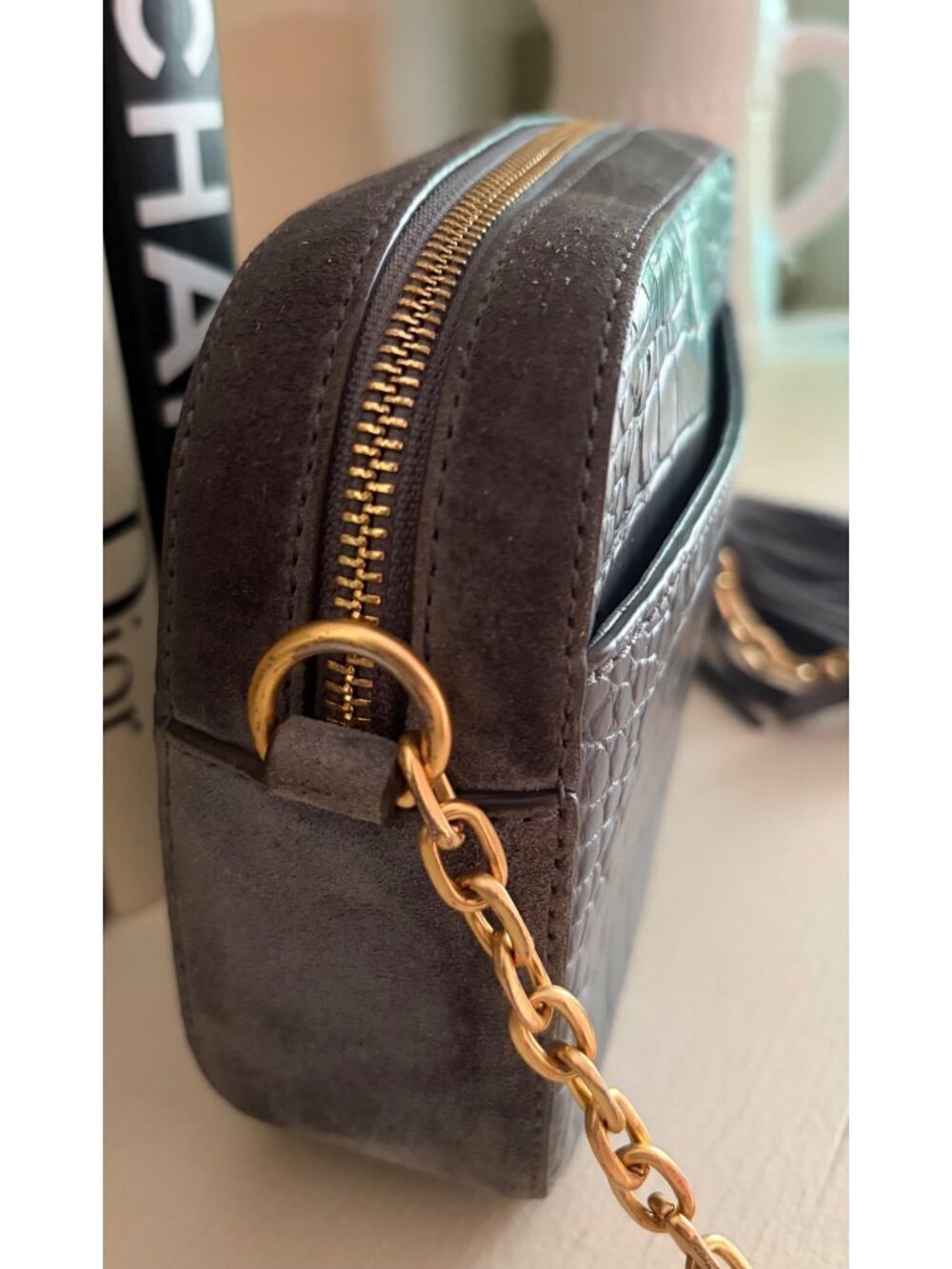 TORY BURCH McGraw Croc Embossed Leather Camera Bag Crossbody - Picture 4 of 14